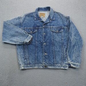VTG Gap Denim Jacket Mens Small Made‎ in USA Type 3 Trucker Acid Wash Distressed